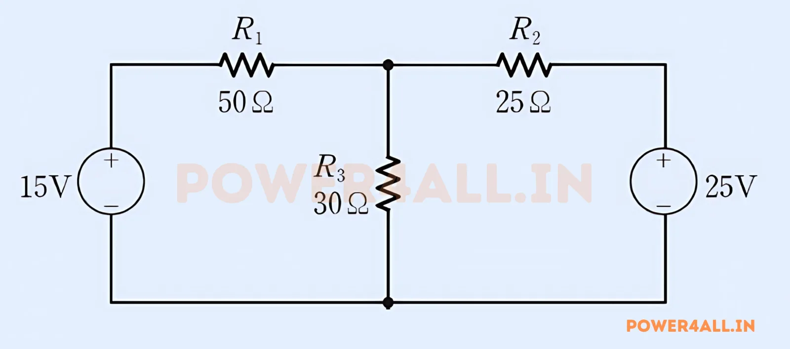Nodal analysis example circuit – Kirchhoff's Law | Power4All
